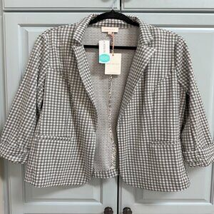 Skies Are Blue Blazer | Grey Check Plaid| Large| NWT